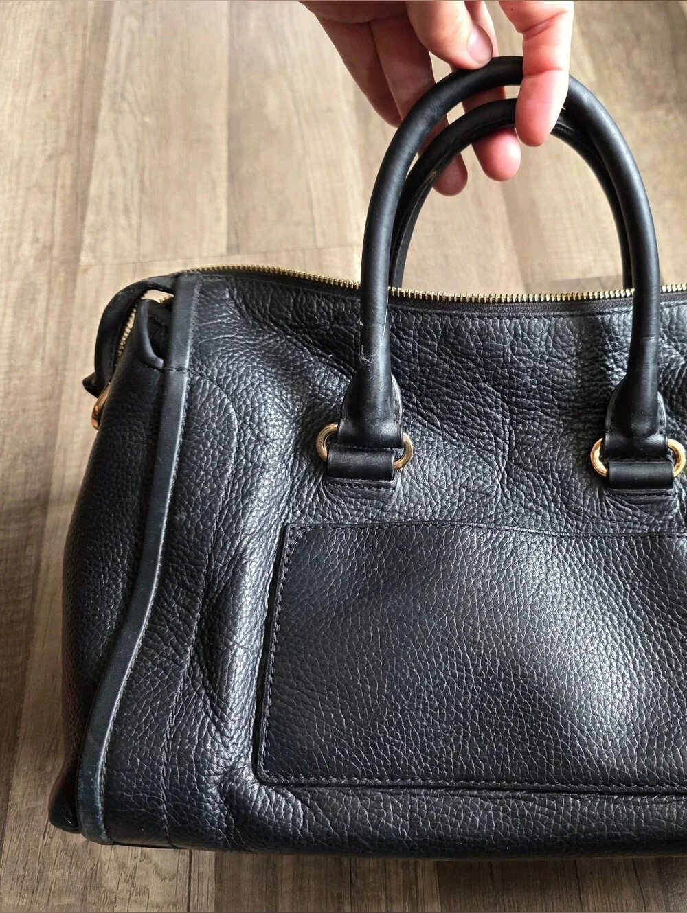 Michael Kors Black Y2K Carine Satchel Pebbled Leather Gold Medium Queen Bag